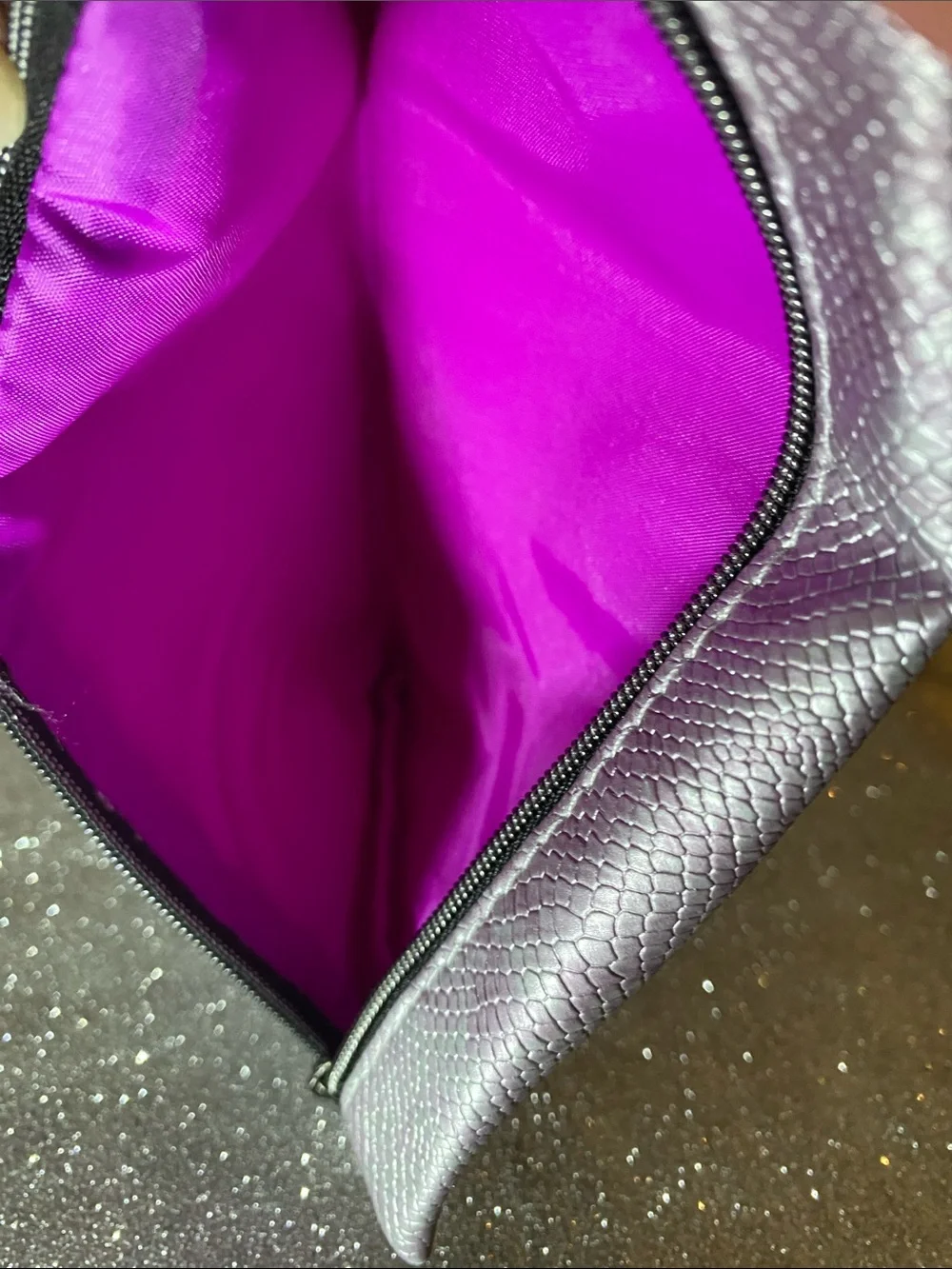 Ipsy Metallic Lavender Textured Pouch